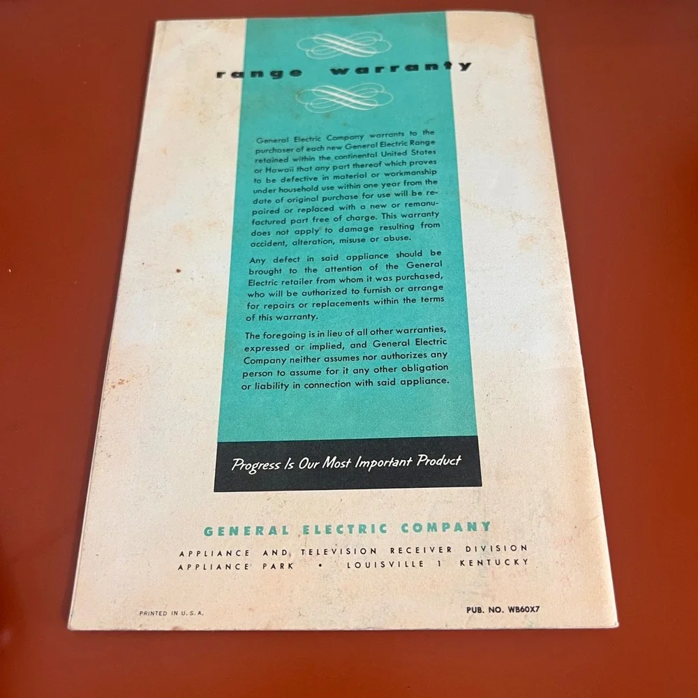 Vintage General Electric Range Manual How to Enjoy Convenient Cooking‎ GE Stove